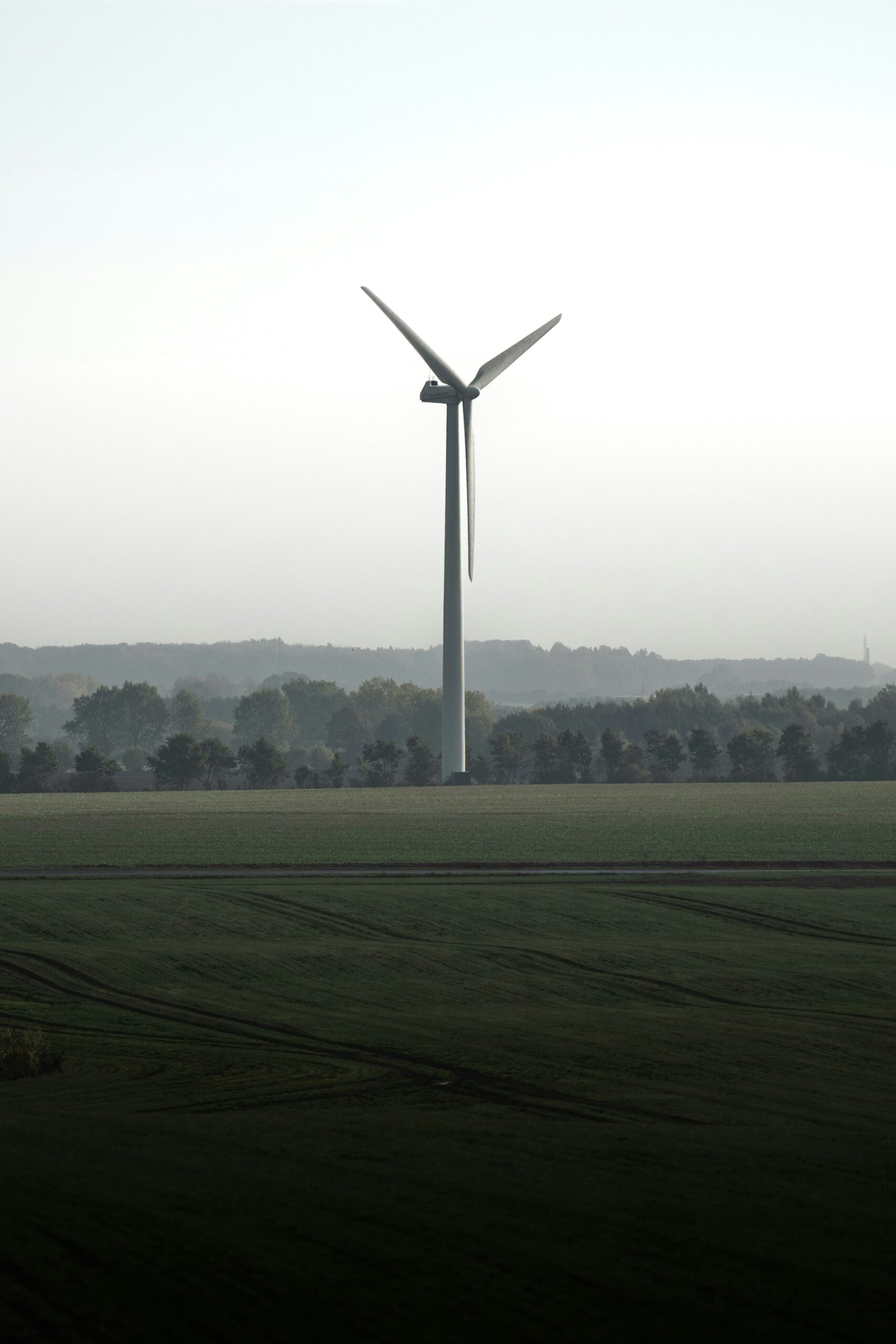 Aerial view of a wind turbine, showcasing drone inspection capabilities for the renewable energy sector in Ohio.
